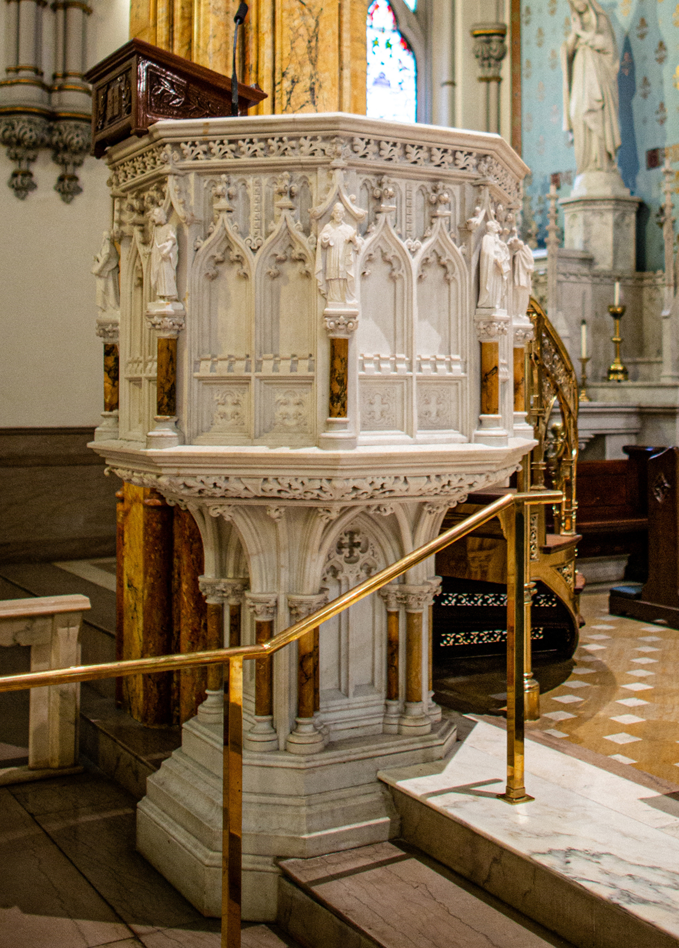 pulpit at St. Francis Xavier church in Park Slope, Brooklyn